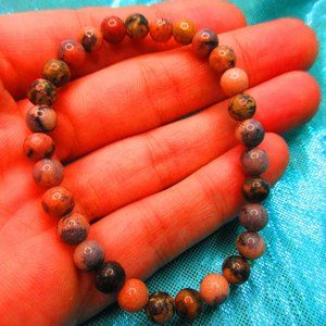 Rhodonite 6mm Round 7" Stretchy Gemstone Bracelet